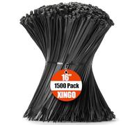 XINGO Lot de 1500 attaches autobloquantes en plastique de 40,6 cm, résistance à la traction de 38,6 kg, résistantes aux UV, pour une utilisation en intérieur et en extérieur, noir
