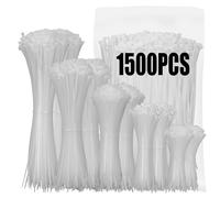 Xingo Lot de 500 attaches de câble autobloquantes en nylon 6,1/8/10/15/20,3/20,3 cm, multifonctionnelles pour intérieur et extérieur (Blanc)