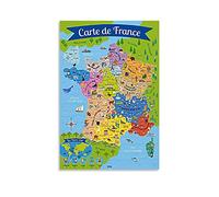 xingqiwu Impression sur toile représentant la carte de France pour enfants - Décoration murale moderne - 60 x 90 cm