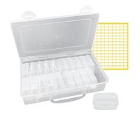 XINGSUI 1 Ensemble Boîte de Rangement Rectangulaire,Transparent Craft Keeper,Boîte de rangement en plastique,pour Perles,Bijoux, Petits Objets, Classification(avec étiquettes,1L + 20S)