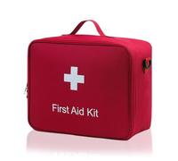 XINGSUI 1 Pièce Trousse de Secours, Stockage de Médecine,pour Maison,Bureau | Tissu Oxford, 32×25×14 cm, rouge, double fermeture éclair, sac vide, avec bandoulière réglable, Pour ranger les médicaments
