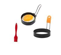 XINGSUI 2 pièces Omelette Antiadhésif Anneau,rondelle omelette ronde,antiadhésif,résistant à la chaleur,Avec 1 Brosse en Silicone
