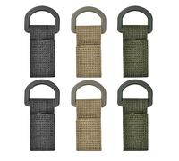 XINGSUI 6 Pièces Porte clé tactique,passant ceinture en forme de D, Mousquetons de Multifonction Tactique Ceinture à Suspendre, pour les Sports de Plein air, le Camping et la Randonnée(Noir,Vert,Kaki)