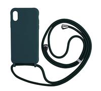 xingting EU Coque Compatible avec iPhone XS Max TPU Étui de,Protection en Silicone Case,Colliers de cellulaire,pour téléphone Portable avec Cordon Lanyard Case-Vert foncé