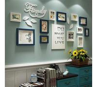 XINGXISHI Photo Mur Cadre Photo Organiser Collage de Cadre Photo Ensemble de Bois Massif Salon Cadre Mural créatif Décoration Murale de Fond (Bleu)