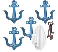 XINGYAN Lot de 4 crochets muraux vintage en fonte avec motif d'ancre marine Portemanteau décoratif mural en métal antique shabby chic Pour salle de bain, serviettes, manteaux, cintres, vis à