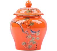 XINGYAN Mini pots à gingembre en porcelaine bleue et blanche avec couvercle - Style chinois antique - Style oriental - Décoration et rangement - Mini pot orange