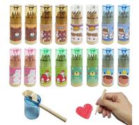 XingyLi 16 paquets de mini crayons de couleur de dessins animés en 12 couleurs, crayons de couleur portables avec taille-crayon, pré-taillés, set mignon pour remplir les sacs de fête pour le dessin