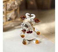 XINGYUANHE Figurine d'art de Vache Miniature en Verre soufflé à la Main, décoration de Bureau pour Animaux, Objets de Collection, Cadeaux de noël/Nouvel an