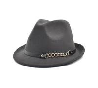Xingyue Aile Chapeaux de chapeau et de cow-boy, Hiver chaud trilby casquette curl bouffon haut jazz chapeau vintage hommes chapeaux de laine fedora chapeaux avec ceinture ( Couleur : Grey , Taille : 5