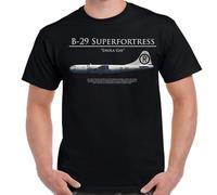 XINGYUE STAR B-29 Flying Fortress Enola Gay Graphic Top Unisex 100% Cotton Short-Sleeve T-Shirts Black XL