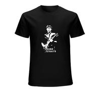 XINGYUE STAR Men's Dire - Straits - L Ogo 100% Cotton Short Sleeve T-Shirt Black M