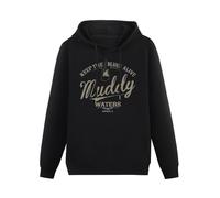 XINGYUE STAR Muddy Waters Keep The Blues Alive Hoody Unisex Ptinted Hoodies Long Sleeve Men's Hooded with Pocket Black M