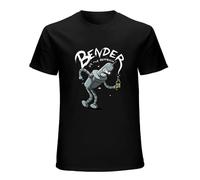 XINGYUE STAR MUTU Bender vs The Humans 100% Cotton Short Sleeve T-Shirt Black L