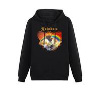 XINGYUE STAR Rainbow Rising Blues Rock Band Hoody Unisex Ptinted Hoodies Long Sleeve Men's Hooded with Pocket Black L