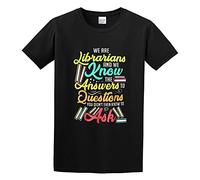 XINGYUE STAR Ryan Ames Cute and Funny Librarian Librarian Know Answers Graphic Top Unisex 100% Cotton T-Shirts Black M