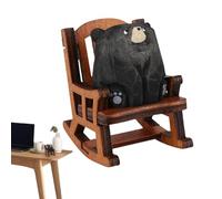Xinhuju Autocollants animaux en bois, statue d'ours marron sur chaise à bascule, ornements décoratifs de style rustique, statuette avec décoration sculptée