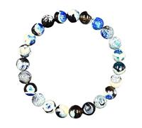 Xinhuju Bracelet Avec Pierres, Bracelet Avec Cristaux Naturels - Bijou En Agate Bleu Réglable Pour Couple Yoga Sports Et Activités De Plein Air