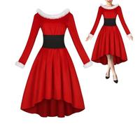 Xinhuju Costume de Père Noël pour femmes,Costume de Père Noël,Robe de Noël Robe de lingerie Robe de Père Noël | Robe de Père Noël pour femme avec col rond, robe en costume n