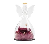 Xinhuju Décoration - Figurine d'ange en verre, présentoir de rouges éternelles | Statues d'anges avec rose à l'intérieur, décoration durable de pièce maîtresse de fleurs, fleurs éternelles faites à la