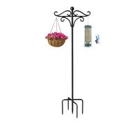 Xinhuju Double crochet de berger pour l'extérieur, double extérieur, crochet de jardin, crochet de berger, crochet en fer réglable, robuste avec base à 5 dents, étagère décorative pour terrasse