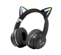 Xinhuju Écouteurs pour Oreilles pour Chats - Écouteurs Intra-Auriculaires sans Fil Pliables avec Microphone | Casque avec lumière LED, Casque Couleur Gradient pour l'école, la Maison, Les