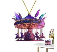 Xinhuju Ornement Décoration de Noël, Pendentif Décoratif Hiver | Pendentif Décoratif Acrylique Pendentif Carrousel | Décoration Compact Cheval en Bois pour Anniversaire de Noël