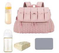 Xinhuju Sac à couches,Sac à dos pour sac à langer - Sac à langer | Sac de voyage de maternité avec matelas à langer, sac maman de grande capacité pour biberon, sac à dos pour pan, rose,
