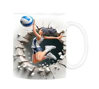 Xinhuju Tasse à café de volley-ball, tasse à café |. Tasse à café plate en céramique de 11 onces, Nouveauté Tasse à café et sportive pour les amateurs de café, de thé au lait, des amateurs de