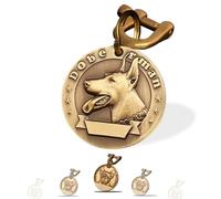 Xiniear Medaille Chien avec Gravure, Médaille Chien gravée personnalisée en laiton, Avec Prénom Adresse Tel Gravés (Doberman Pinscher)
