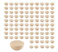 Xiniy 100 PièCes 20 Mm Demi-Perles en Bois, Boules de Bois Rondes Naturelles Fendues InachevéEs Perles en Vrac pour Bricolage Artisanat NoëL