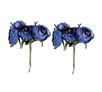 Xiniy 12Pcs Simulation Mariée en Soie Bouquet de Fleurs Tenant des Fleurs Fleurs Décoratives (Coeur Violet Bleu Royal)