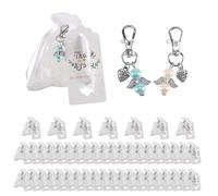 Xiniy 48 Ensembles de BaptêMe Favorisent des Faveurs de Souvenir Anges Gardiens de Mariage + en Organza + Pendentifs Cadeaux de BaptêMe