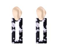 Xiniy Des Boucles D'Oreilles Cerceau Boucles D'Oreilles Effet Marbre Rectangle pour Les Femmes Pendentifs Des Boucles D'Oreilles Bohémiens Clous D'Oreilles Tachetées à la Mode Noir