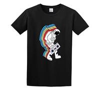 XINJIEDIAN Astronaut Space Walk with Rainbow Trail Boombox O-Neck 100% Cotton Short Sleeve Unisex T-Shirt XXXL