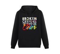 XINJIEDIAN Broken Crayons Still Color Mental Health Awareness Vintage Hoody Unisex Long Sleeve Hooded with Pocket Black XXXL