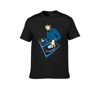 XINJIEDIAN DJ Spock Dance Music Decks Turntable Unisex 100% Cotton Short-Sleeve T-Shirts Black XL