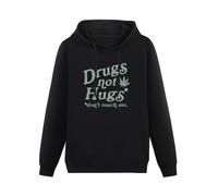XINJIEDIAN Drugs Not Hugs Don't Touch Me Funny Social Distancing Marijuana Unisex Hoody with Pocket Black L