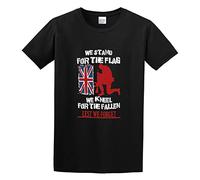 XINJIEDIAN Lest We Forget British Flag Remembrance Day Veteran Unisex 100% Cotton Short-Sleeve T-Shirts Black S