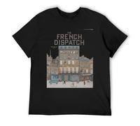 XINJIEDIAN The French Dispatch Wes Anderson Timothee Chalamet Unisex 100% Cotton Short-Sleeve T-Shirts Black M