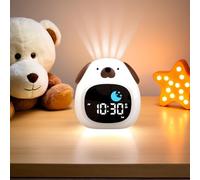 xinjinhju Enfants Réveil Veilleuse avec 9 Couleurs de Lumière et 6 Bruits Blancs, Horloge Numérique d'apprentissage du Sommeil, Luminosité et Son Réglables, Cadeaux pour Garçons Filles - Chiot
