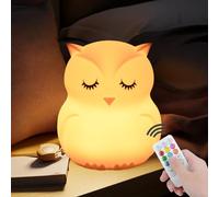xinjinhju Grande veilleuse pour enfants Hibou lampe de chevet Lumière d'humeur décoratives - luminosité et couleur changeantes réglage de l'heure cadeau pour Filles Garçons adolescentes - Taille L