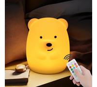 xinjinhju Grande Veilleuse pour enfants Ours veilleuse LED douce de décoratives Lampe de chevet de chambre à coucher, 9 de couleur, décoration de chambre enfant, lampes rechargeables - Taille L