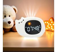 xinjinhju Réveil Veilleuse avec 9 Couleurs de Lumière et 6 Bruits Blancs, Horloge Numérique d'apprentissage du Sommeil, Luminosité et Son Réglables, Cadeaux pour Enfants - Chat