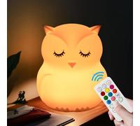 xinjinhju Veilleuse chouette lampe de chevet Lumières changeantes multicolores intérieure 9 couleurs décoration de chambre pour filles garçons adolescents cadeau L'heure peut être réglée - Taille M