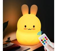 xinjinhju Veilleuse pour chambre enfant lapin Lumières décoratives lampe de chevet lumière de la chambre - soin des yeux, luminosité et couleur réglables, réglage de l'heure - Taille M Lièvre
