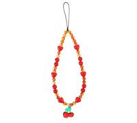 Xinjoduz Cherry - Sangle de téléphone universelle avec breloques en forme de cerise, bracelet de téléphone mignon en perles pour téléphone - Dragonne de téléphone pour femme