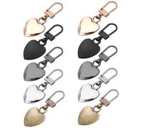 Xinjoduz Lot de 10 breloques de fermeture éclair, 4,1 cm en forme de cœur, languettes amovibles en métal pour sacs à dos, manteaux, pantalons, valises, sacs à main, bagages (5 couleurs)
