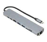 XINL Adaptateur de Type C, Type C vers RJ45 USB3.0 Interface multimédia USB C HD Hub USB C Pratique Pratique Durable à Utiliser 87W Charge Rapide pour Ordinateur Portable pour Ordinateur de
