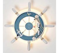 XINLEE Nautique Navire Gouvernail Plafonnier Applique Murale Pirate Marin Réglage De L'utilisation Guerre Volant Lumière LED Filet Pêche Corde Chanvre Décoration Restaurant,Bleu